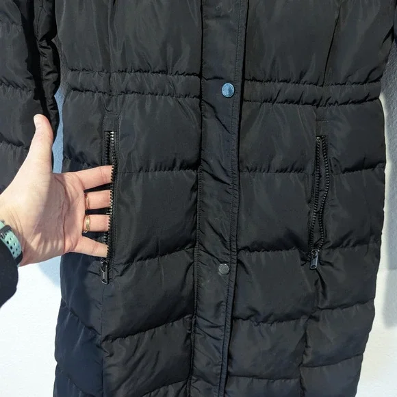 Marc New York Black Puffer Quilted Coat Zipper Hooded Jacket Parka - Picture 4 of 6